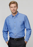 Mens Wrinkle Free Chambray Long Sleeve Shirt SH112