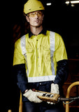 Mens Hi Vis Spliced Industrial Shirt - Shoulder Taped ZW124
