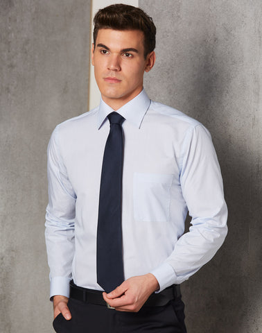 M7362 - Mens Mini Check Premium Cotton Long Sleeve Shirt Benchmark