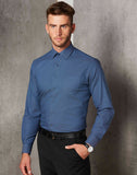 M7400L - Men's Dot Jacquard Stretch Long Sleeve Ascot Shirt. Benchmark
