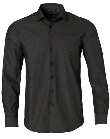 Men's Dot Jacquard Stretch Long Sleeve Ascot Shirt. M7400L