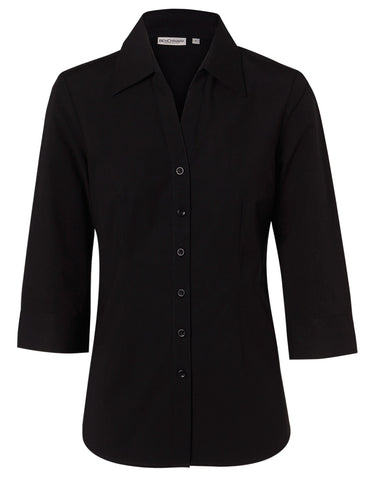 Ladies Cotton/Poly Stretch 3/4 Sleeve Shirt M8020Q