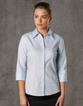 M8100Q - Ladies Self Stripe 3/4 Sleeve Shirt Benchmark