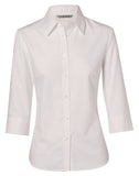 Ladies Mini Herringbone 3/4 Sleeve Shirt M8113