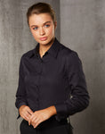 M8132 - Ladies Dobby Stripe Long Sleeve Shirt Benchmark