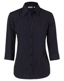 Ladies Pin Stripe 3/4 Sleeve Shirt M8223