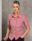 M8300S - Ladies Gingham Check Short Sleeve Shirt Benchmark