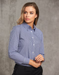 M8320L - Ladies Two Tone Gingham Long Sleeve Shirt Benchmark