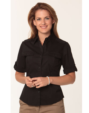 Ladies Short Sleeve Military Shirt M8911