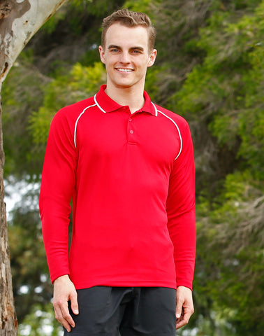 PS43 - Mens CoolDry® Long Sleeve Contrast Colour Polo Winning Spirit