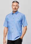 SH113 - Mens Wrinkle Free Chambray Short Sleeve Shirt Biz Collection