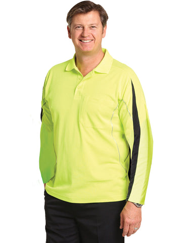 SW33A - Mens TrueDry® Hi-Vis Long Sleeve Polo with Reflective Piping AIW
