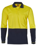 Hi-Vis Cotton Two Tone Long Sleeve Safety Polo SW36