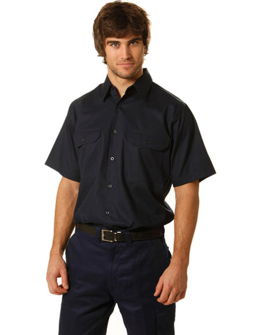 WT03 - Cotton Drill Short Sleeve Work Shirt AWS