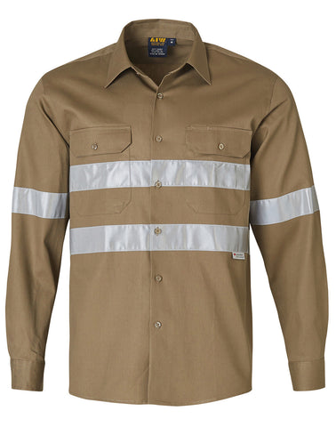 Cotton Drill Long Sleeve Work Shirt with 3M Tapes WT04HV
