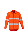 ZW145 - Mens Orange Flame HRC 2 Hoop Taped Open Front Spliced Shirt Syzmik
